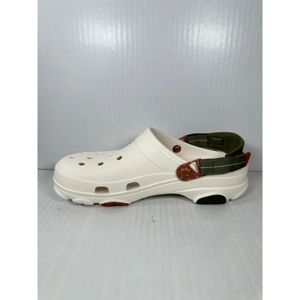 Size 11 Crocs All Terrain Adjustable Clogs White Green Chalk 206340-0WV Mens NEW